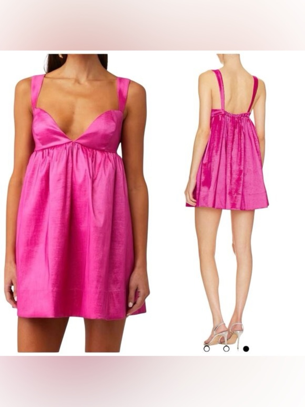 For Love & Lemons Pink Satin Babydoll Mini Dress XS
